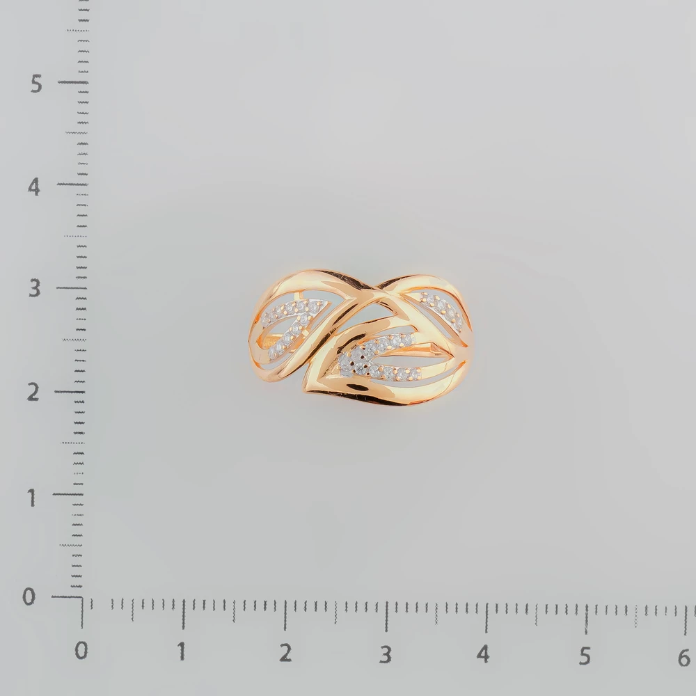 Кольцо с фианитом из красного золота 585 пробы