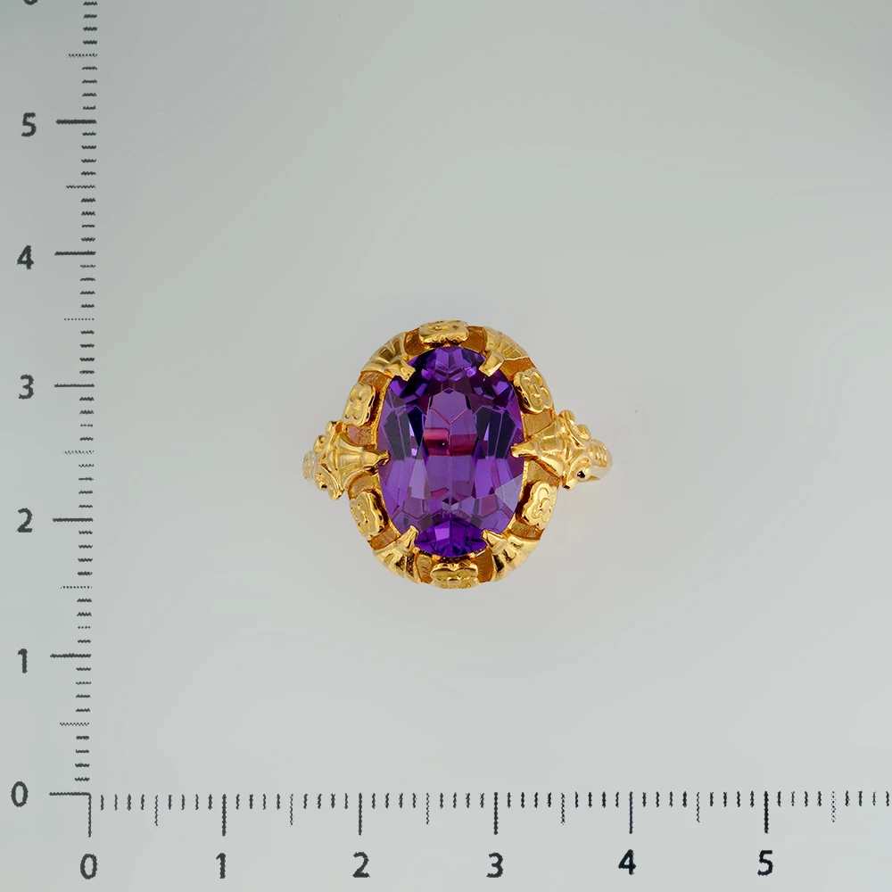 Кольцо с фианитом из желтого золота 750 пробы