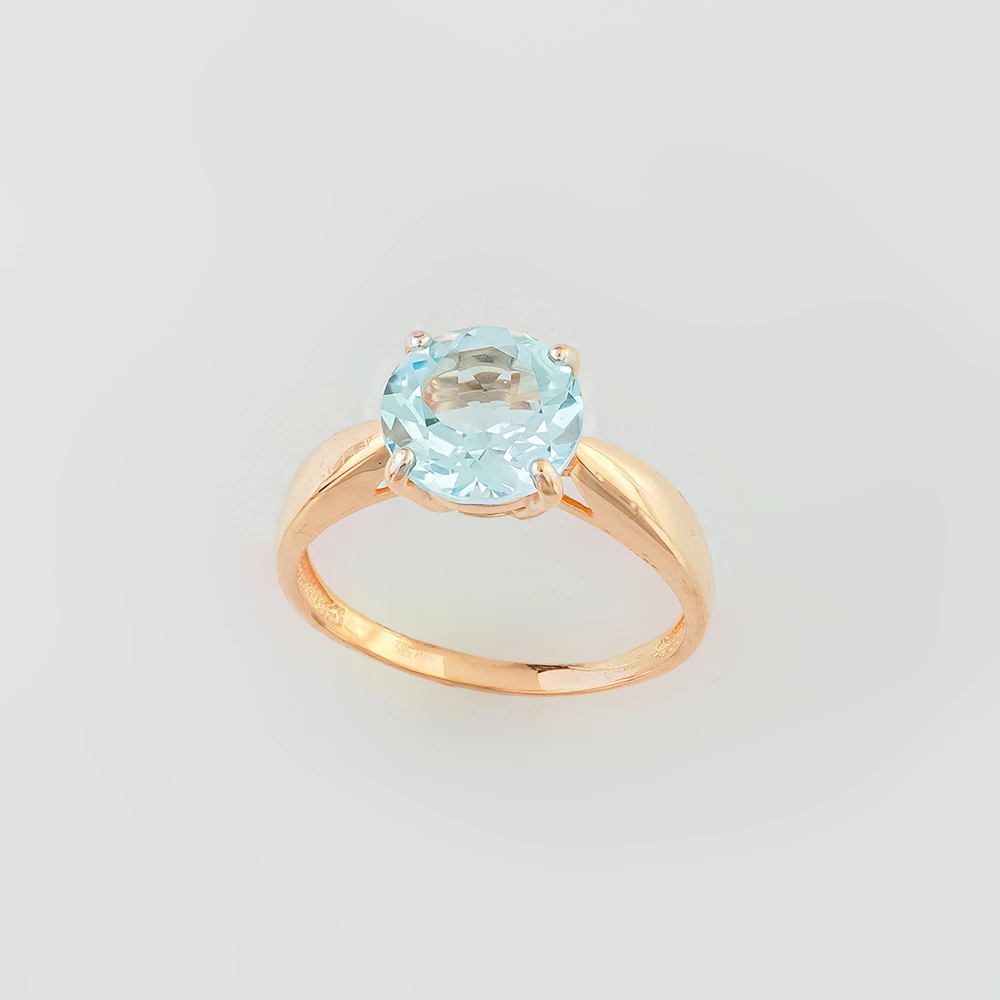 Кольцо с топазом из красного золота 585 пробы