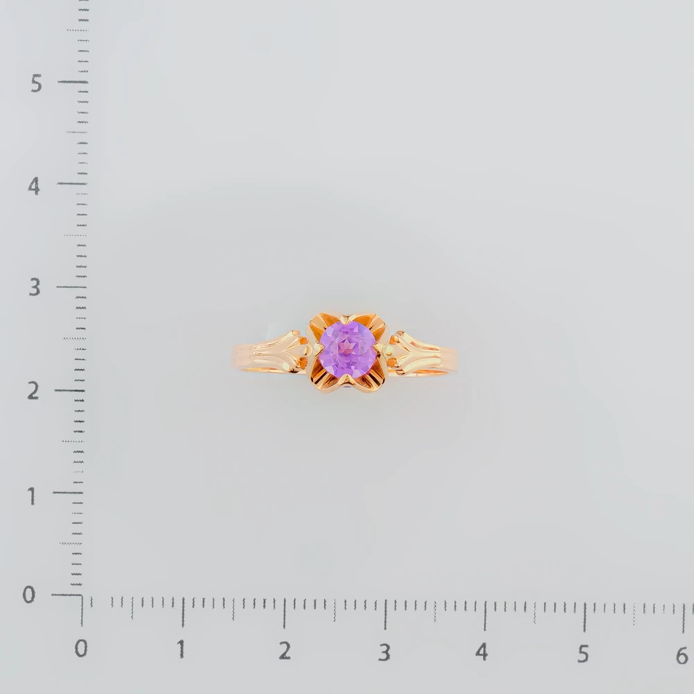 Кольцо с фианитом из красного золота 583 пробы