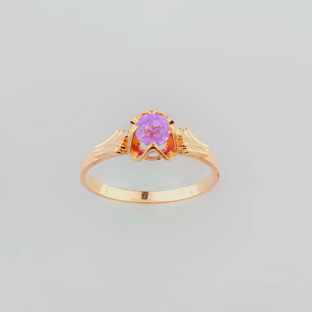 Кольцо с фианитом из красного золота 583 пробы