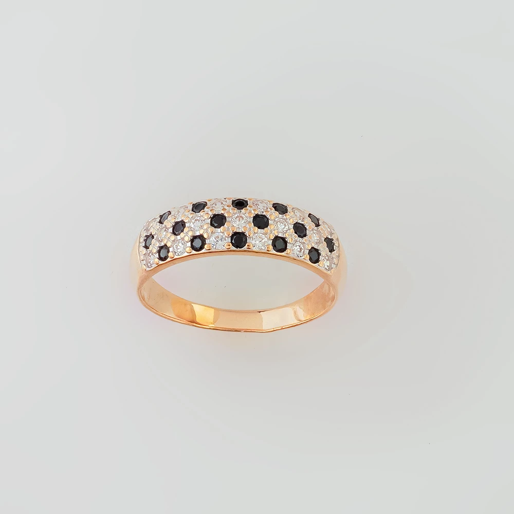 Кольцо с фианитом из красного золота 585 пробы