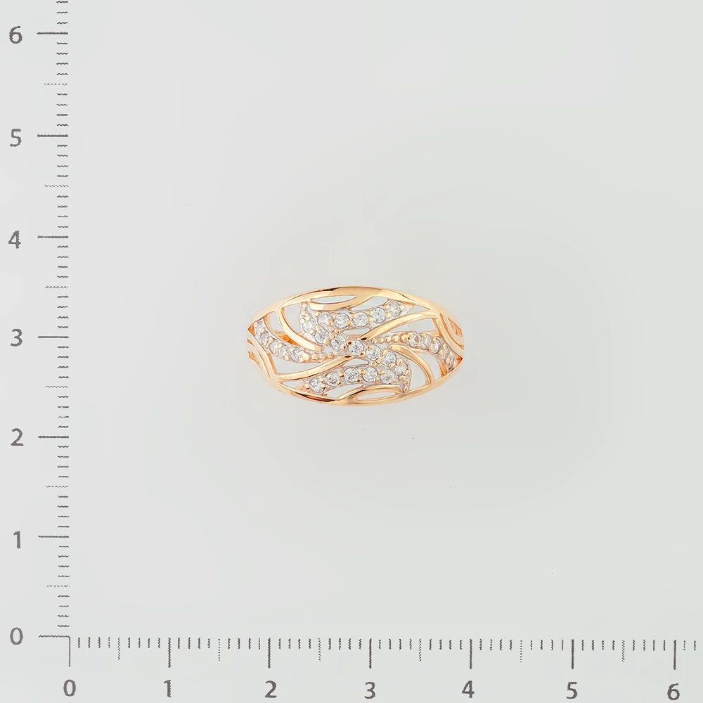 Кольцо с фианитом из красного золота 585 пробы