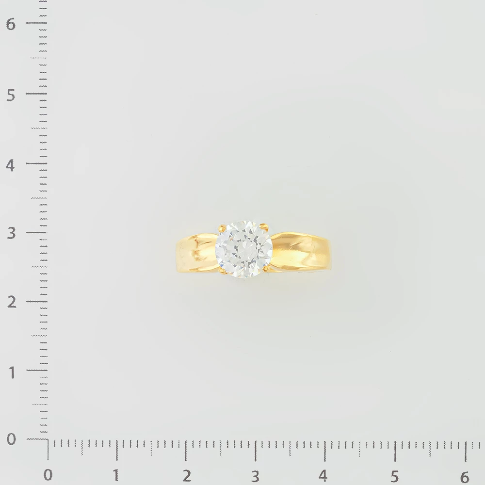 Кольцо с фианитом из желтого золота 750 пробы