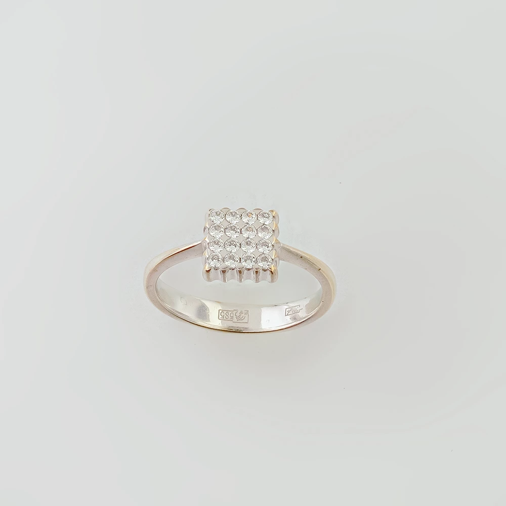 Кольцо с фианитом из белого золота 585 пробы