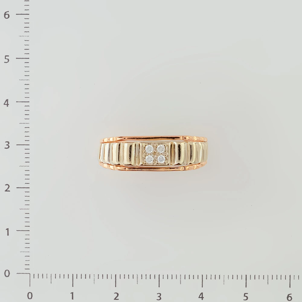 Кольцо с фианитом из красного золота 585 пробы