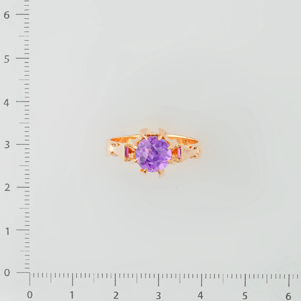 Кольцо с фианитом из красного золота 583 пробы