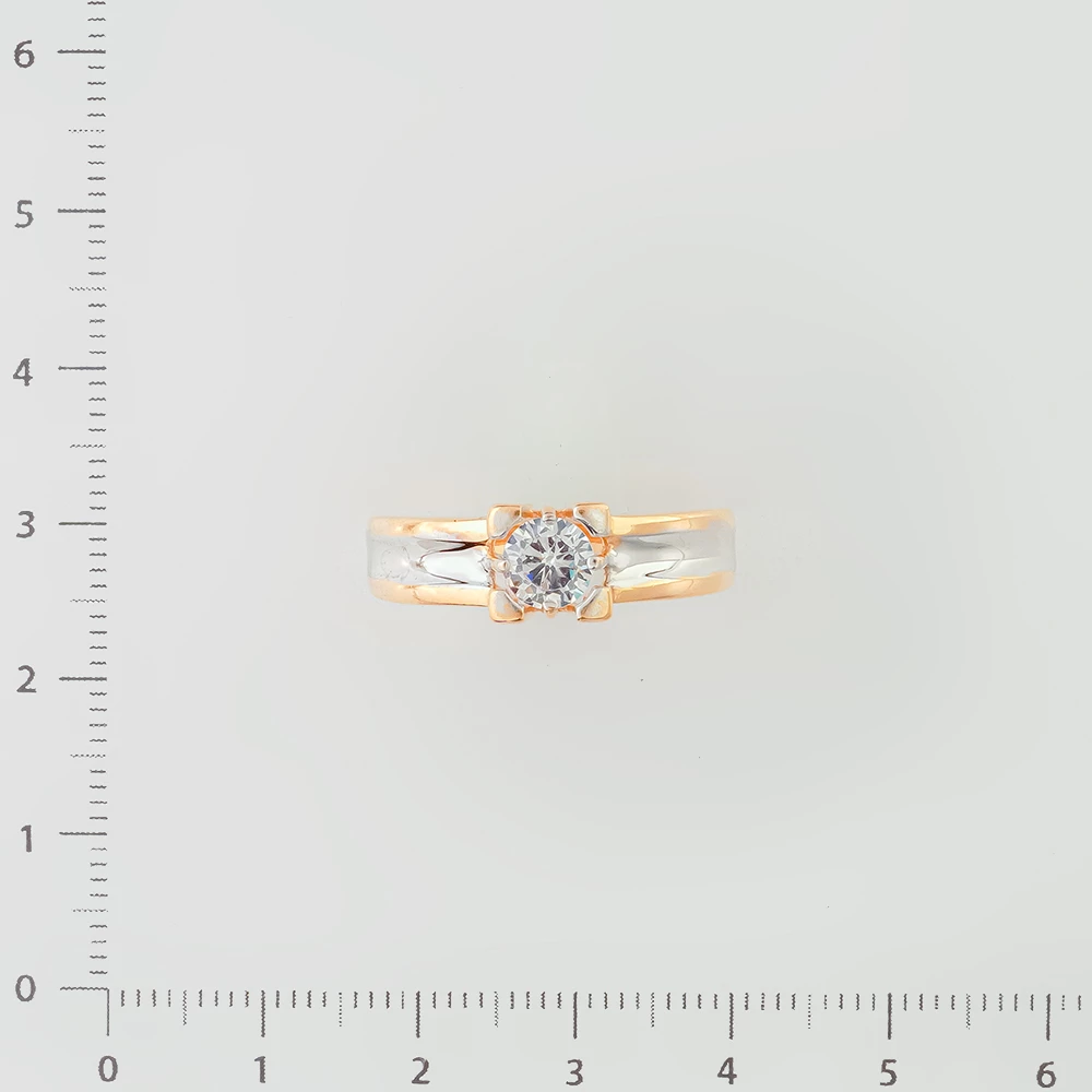 Кольцо с фианитом из красного золота 585 пробы