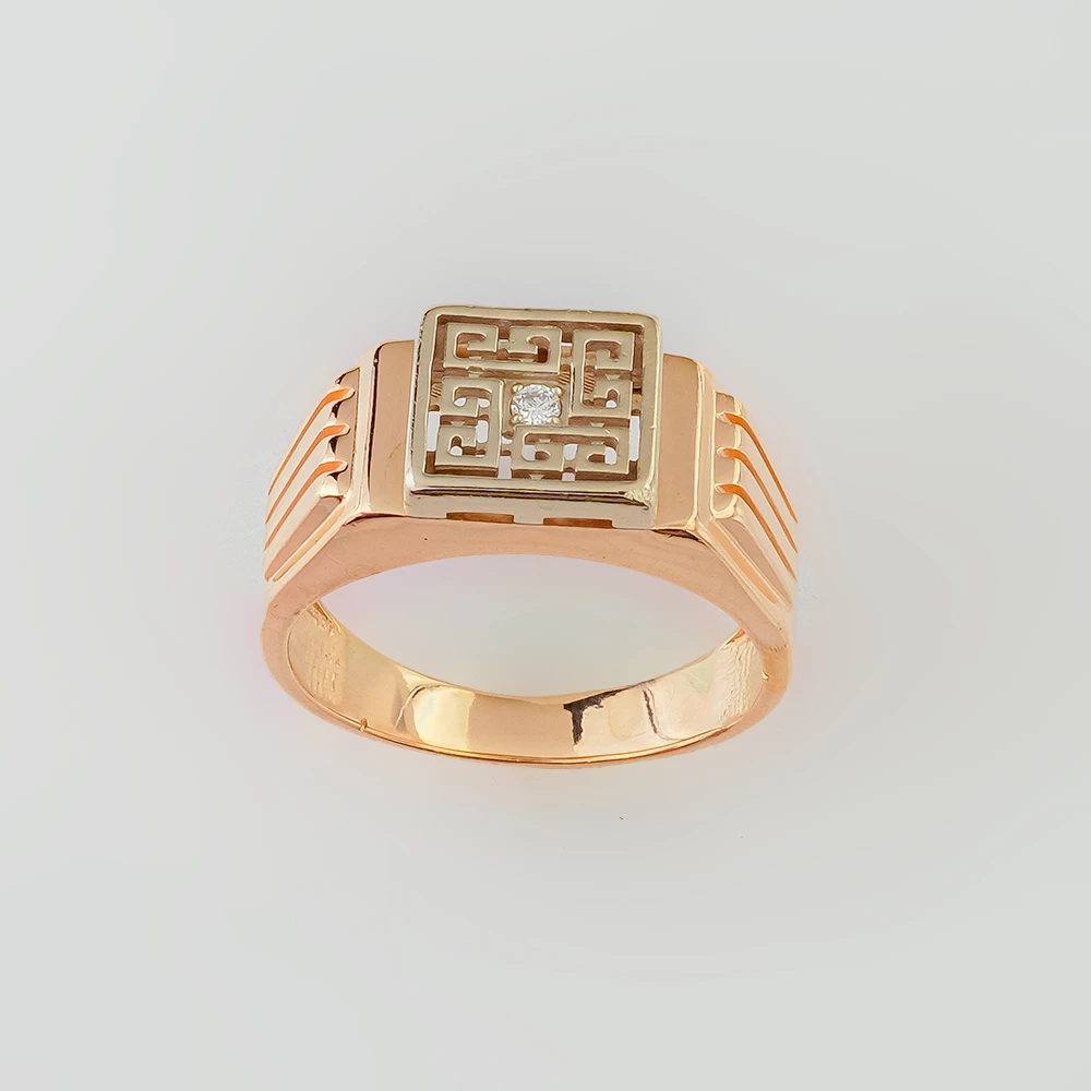 Кольцо с фианитом из красного золота 585 пробы