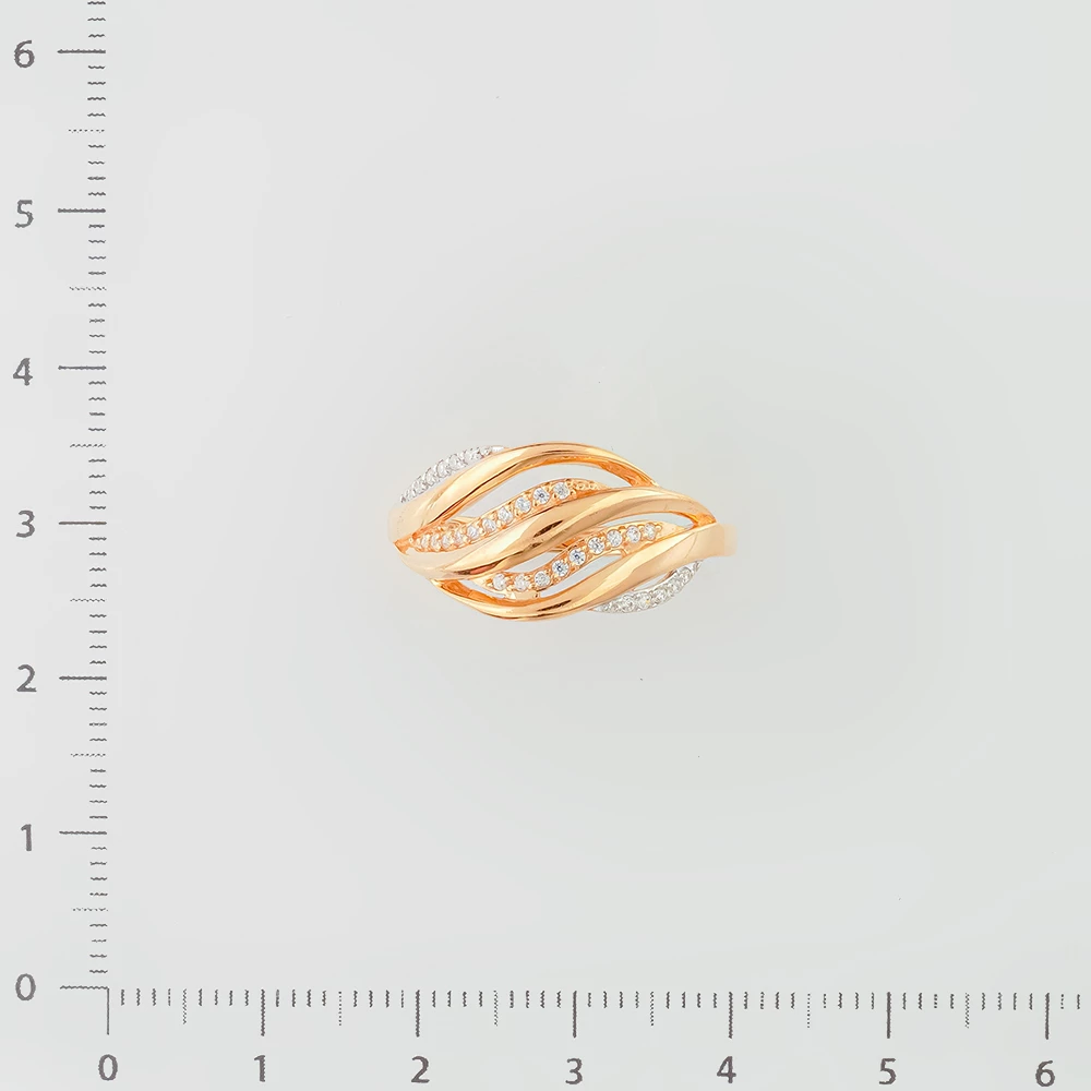 Кольцо с фианитом из красного золота 585 пробы