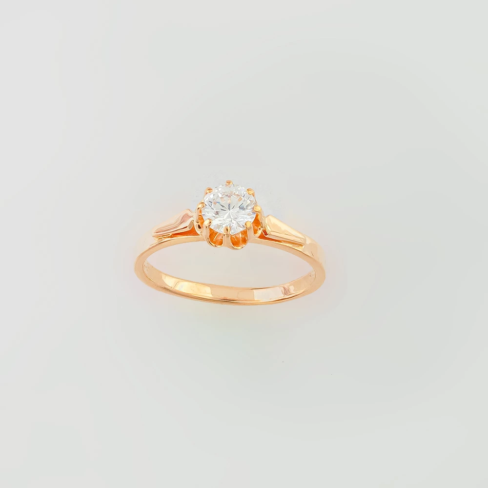 Кольцо с фианитом из красного золота 585 пробы