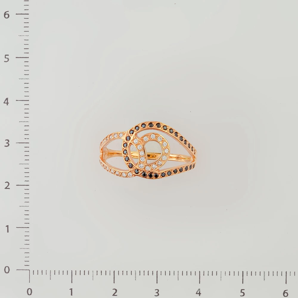 Кольцо с фианитом из красного золота 585 пробы