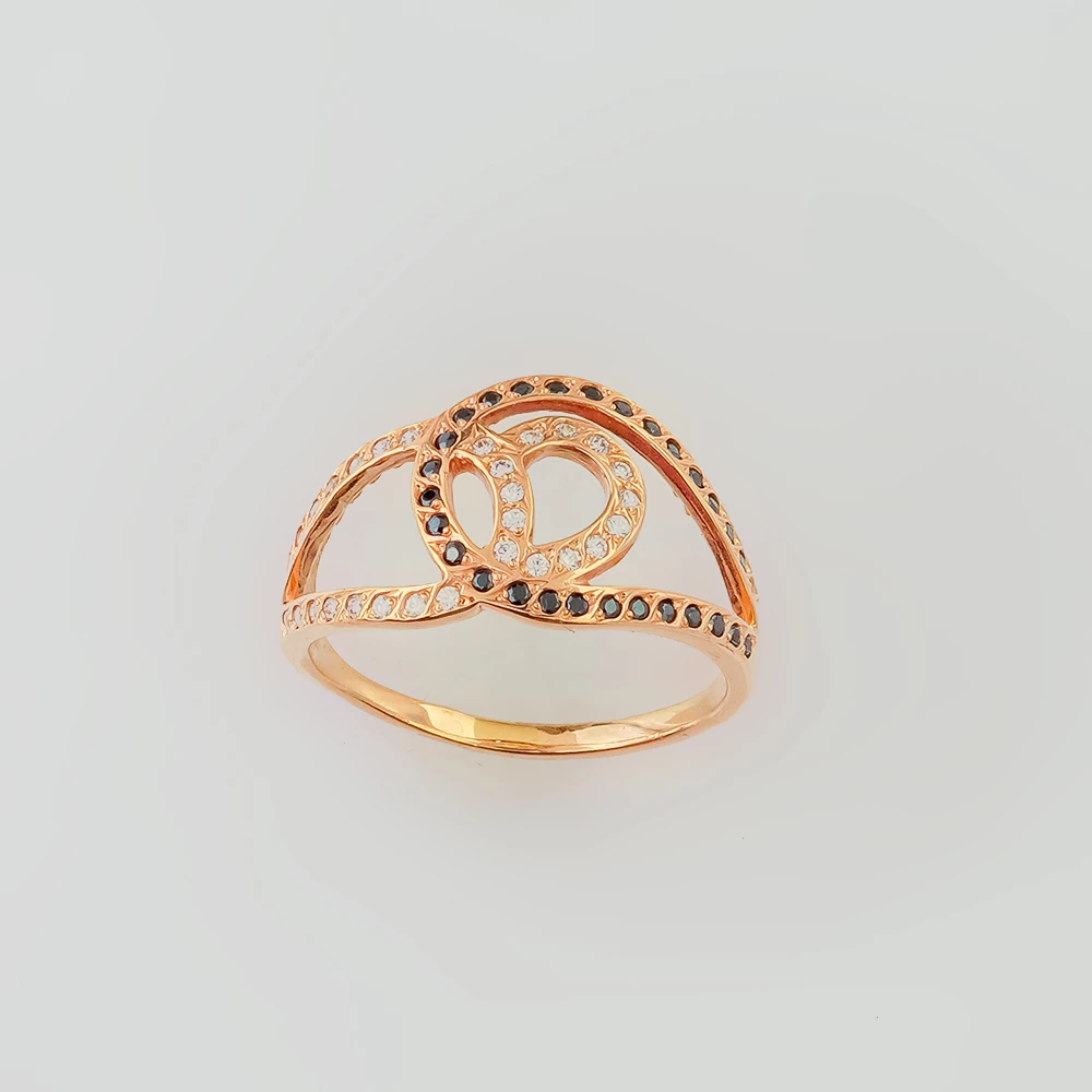 Кольцо с фианитом из красного золота 585 пробы