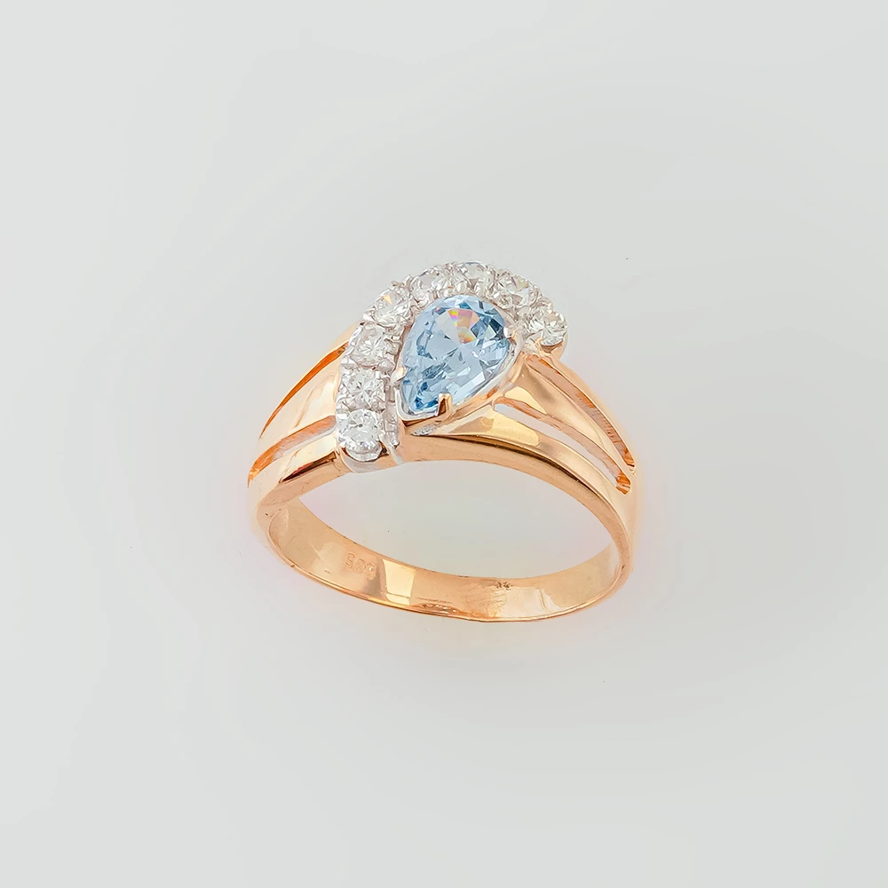 Кольцо с топазом из красного золота 585 пробы