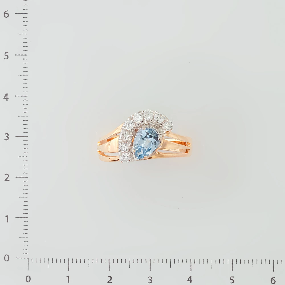 Кольцо с топазом из красного золота 585 пробы