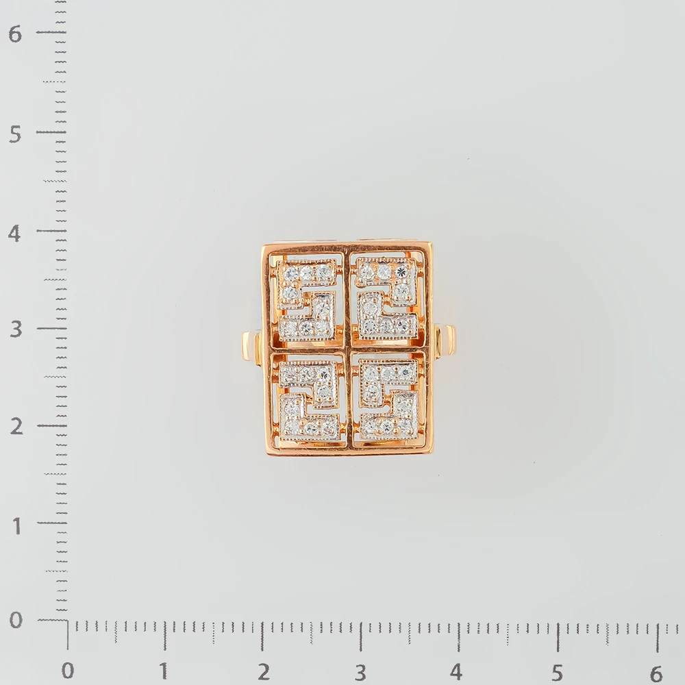 Кольцо с фианитом из красного золота 585 пробы