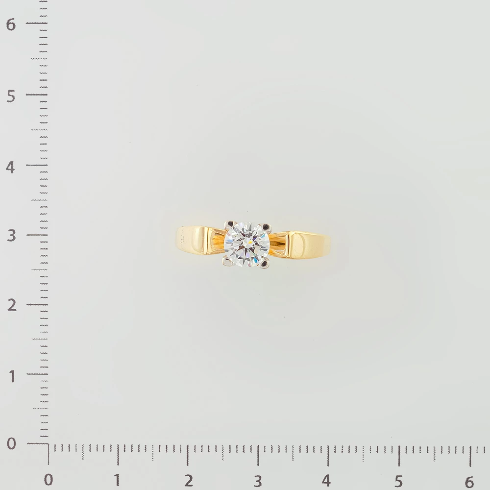 Кольцо с фианитом из желтого золота 585 пробы