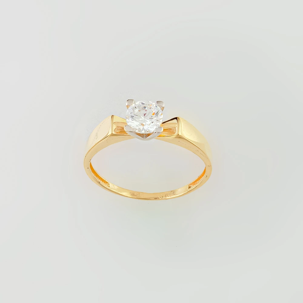 Кольцо с фианитом из желтого золота 585 пробы