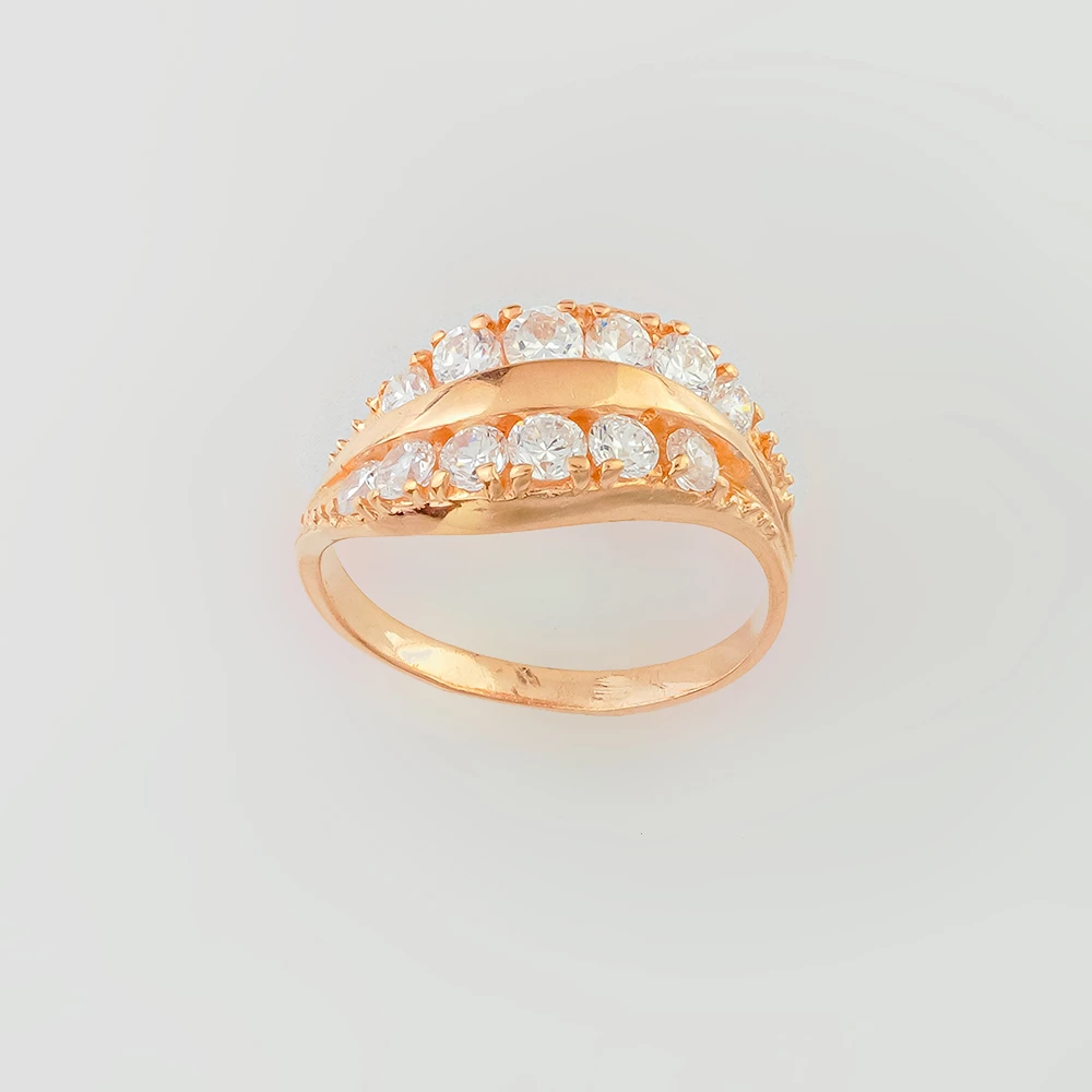 Кольцо с фианитом из красного золота 585 пробы