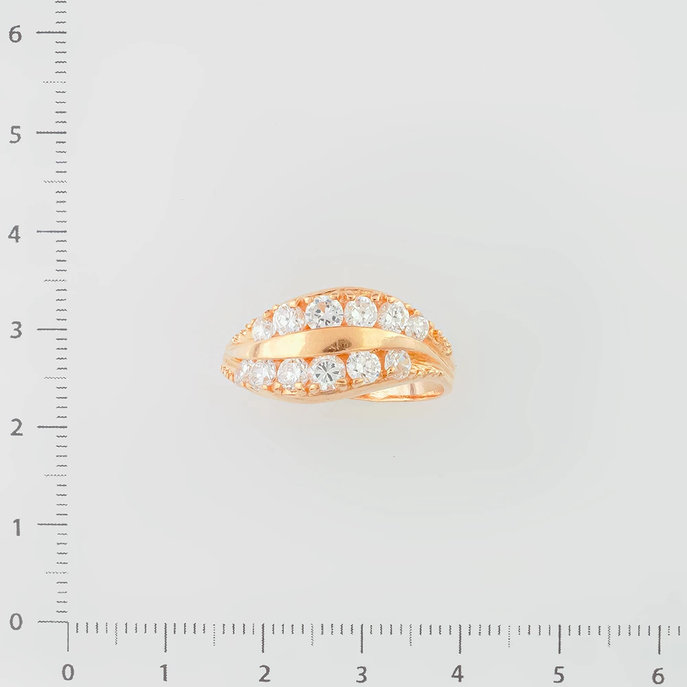 Кольцо с фианитом из красного золота 585 пробы