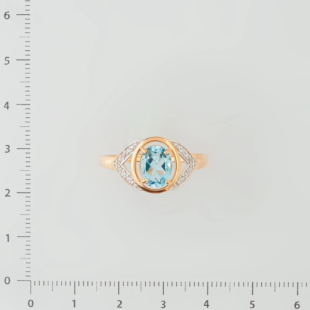 Кольцо с топазом из красного золота 585 пробы