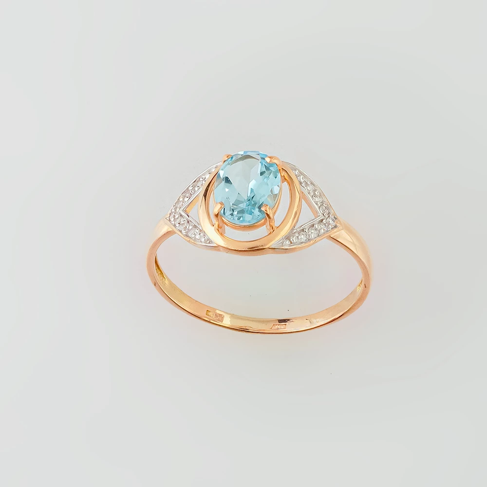 Кольцо с топазом из красного золота 585 пробы