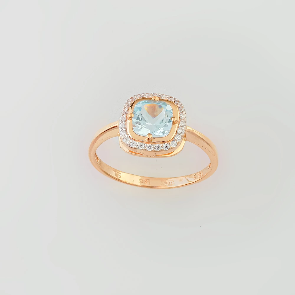 Кольцо с топазом из красного золота 585 пробы