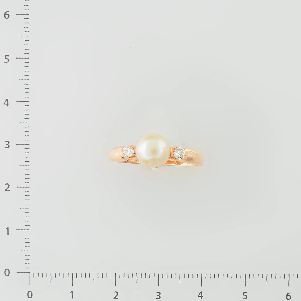 Кольцо с культивированным жемчугом из красного золота 585 пробы