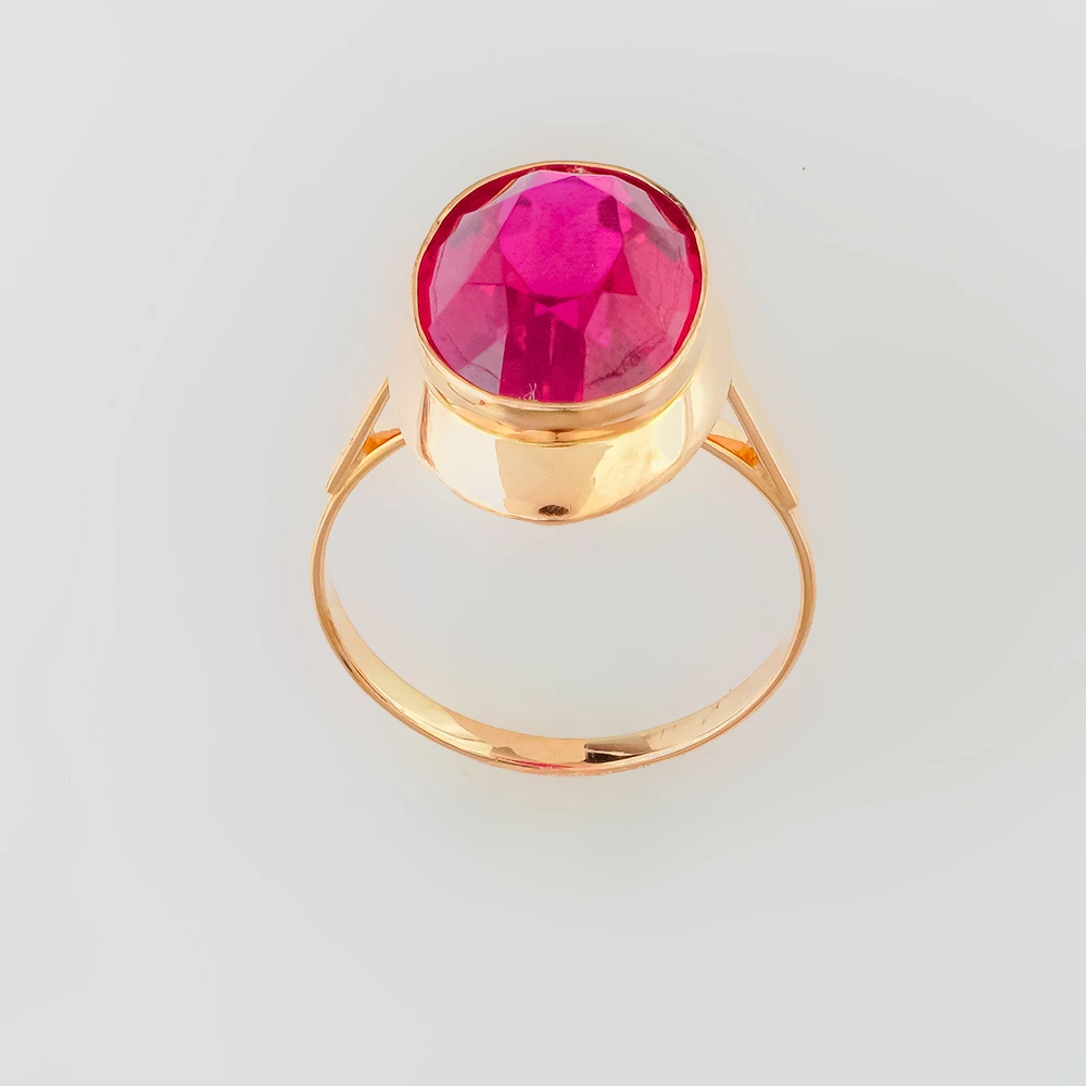 Кольцо с фианитом из красного золота 583 пробы