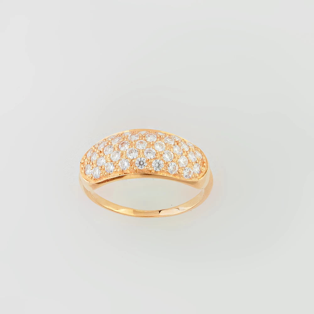 Кольцо с фианитом из красного золота 585 пробы