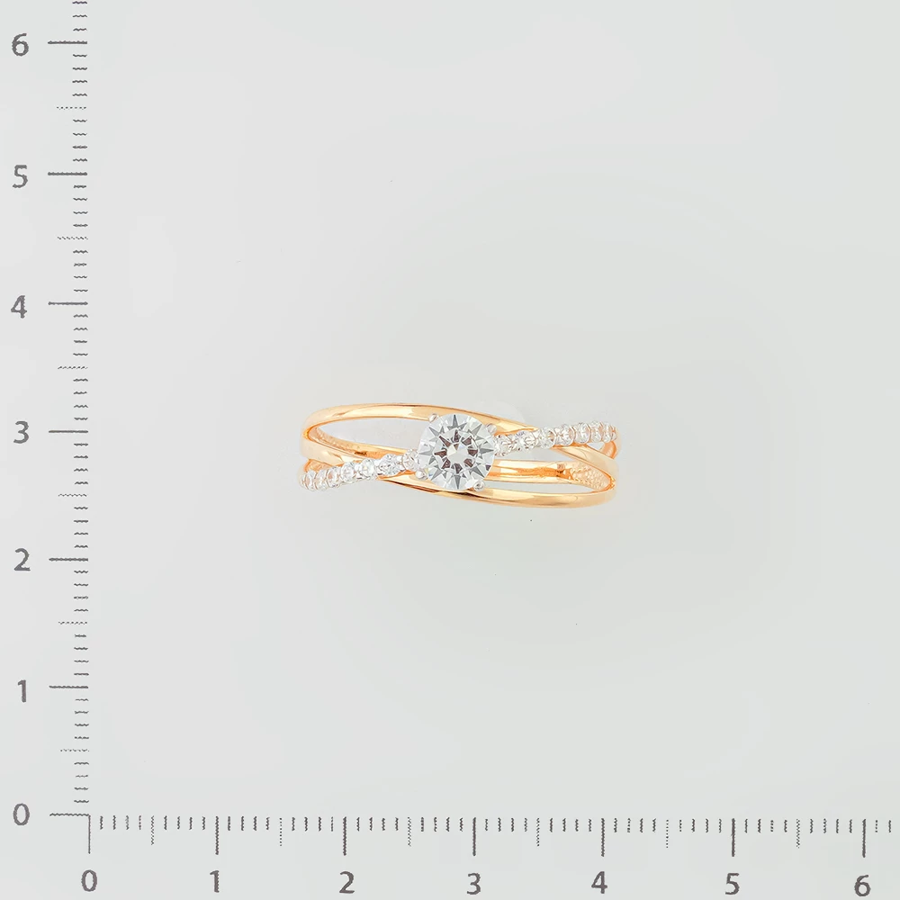 Кольцо с фианитом из красного золота 585 пробы