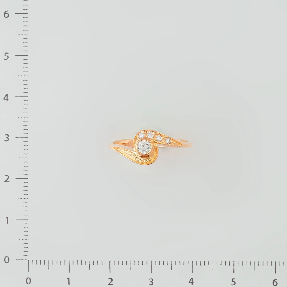 Кольцо с фианитом из красного золота 585 пробы