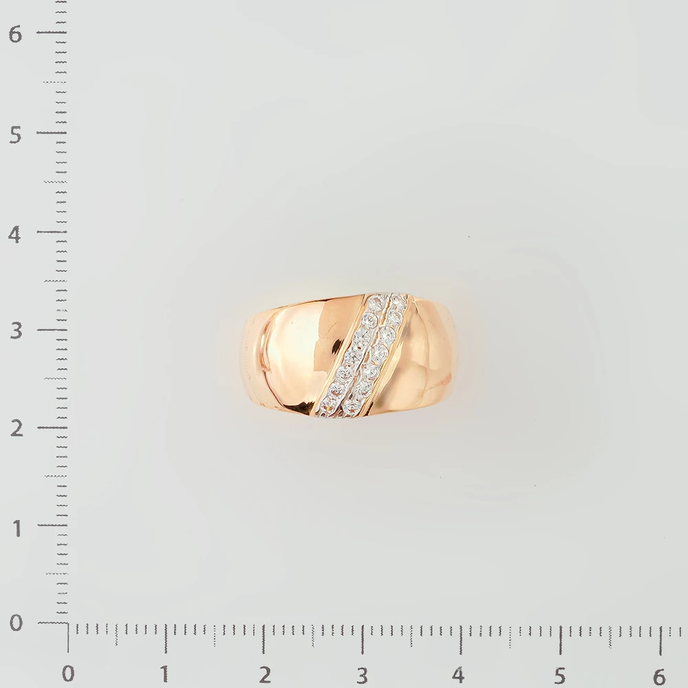 Кольцо с фианитом из красного золота 585 пробы