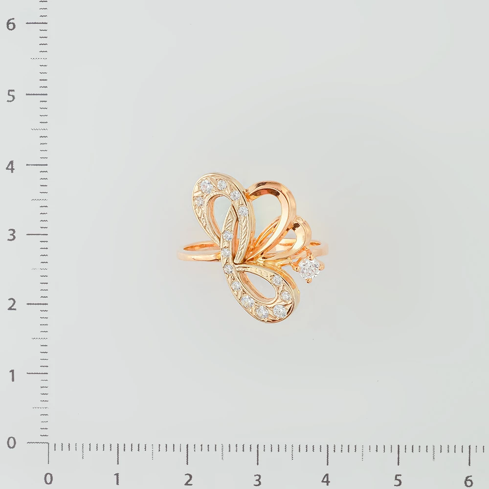 Кольцо с фианитом из красного золота 585 пробы