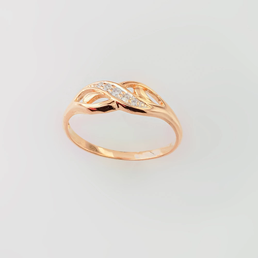 Кольцо с фианитом из красного золота 585 пробы