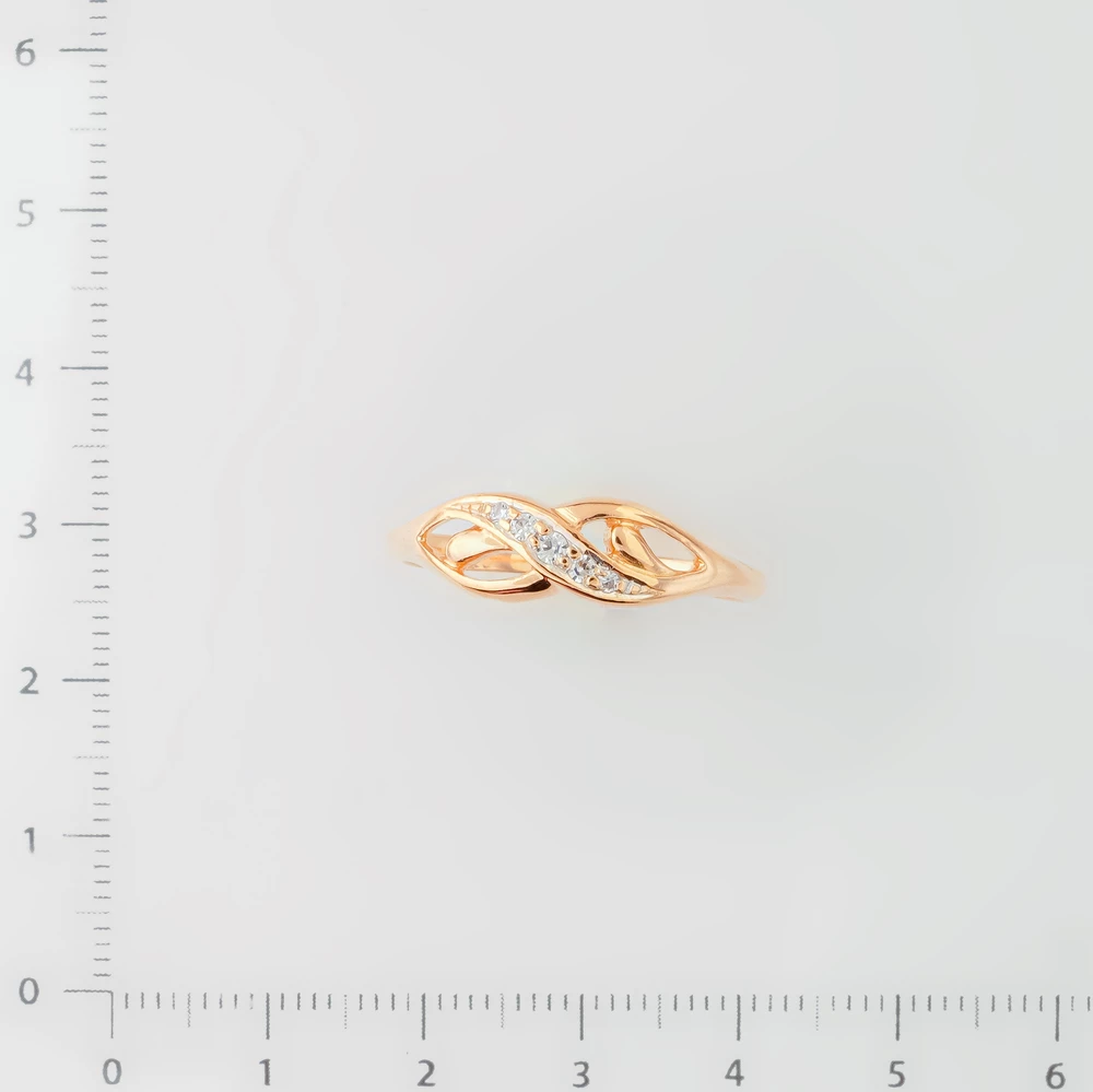 Кольцо с фианитом из красного золота 585 пробы