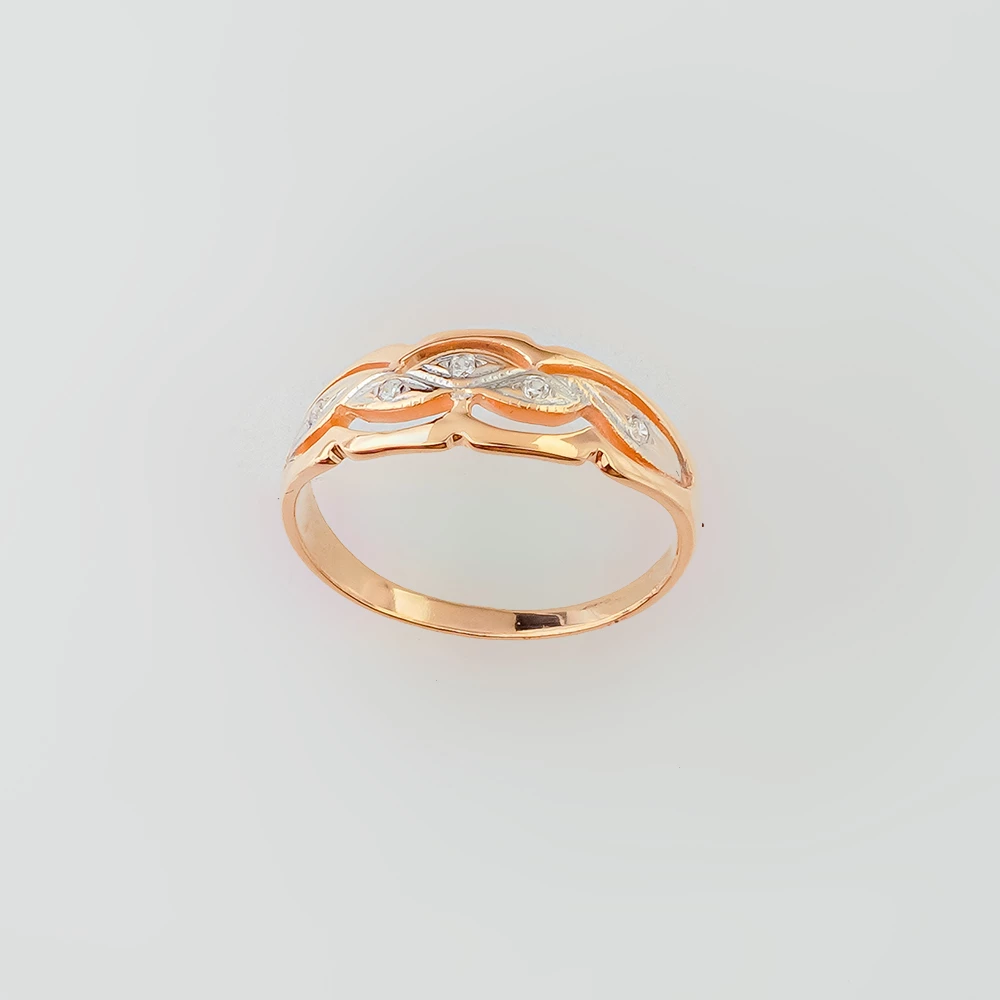 Кольцо с фианитом из красного золота 585 пробы