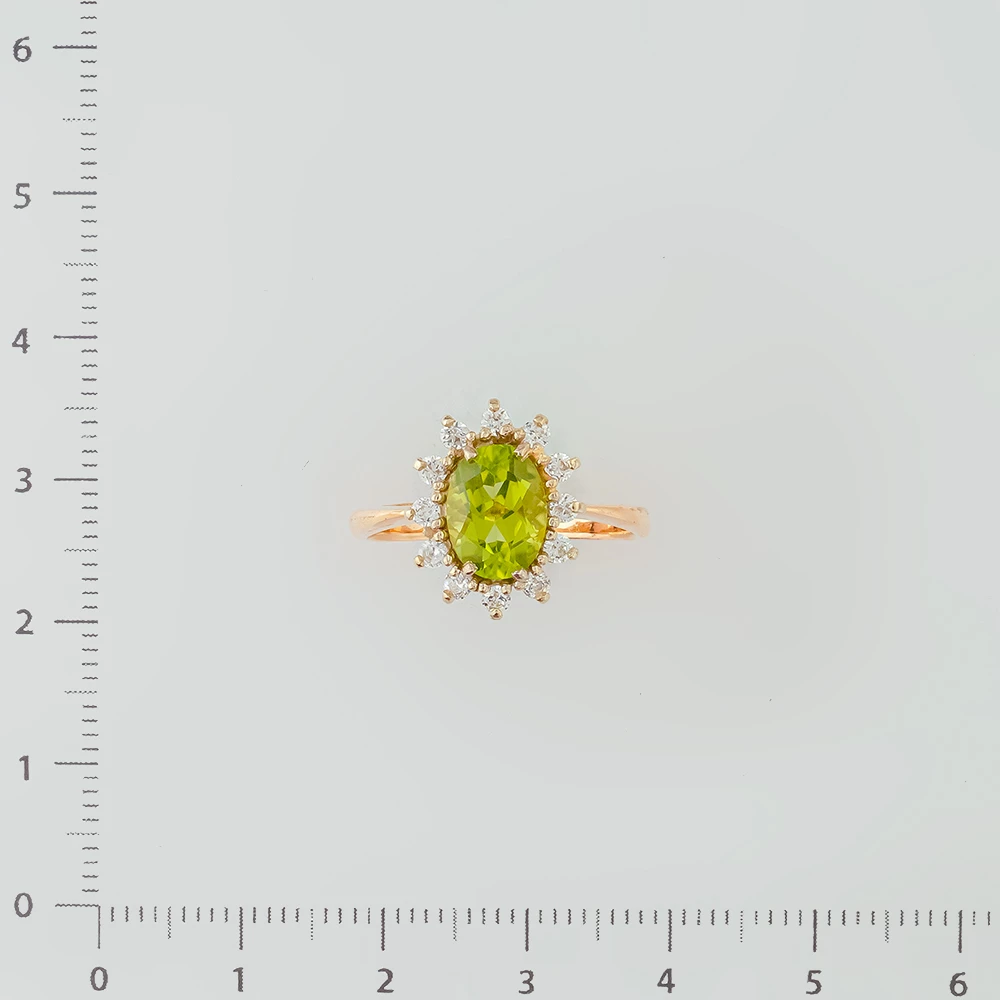 Кольцо с хризолитом из красного золота 585 пробы