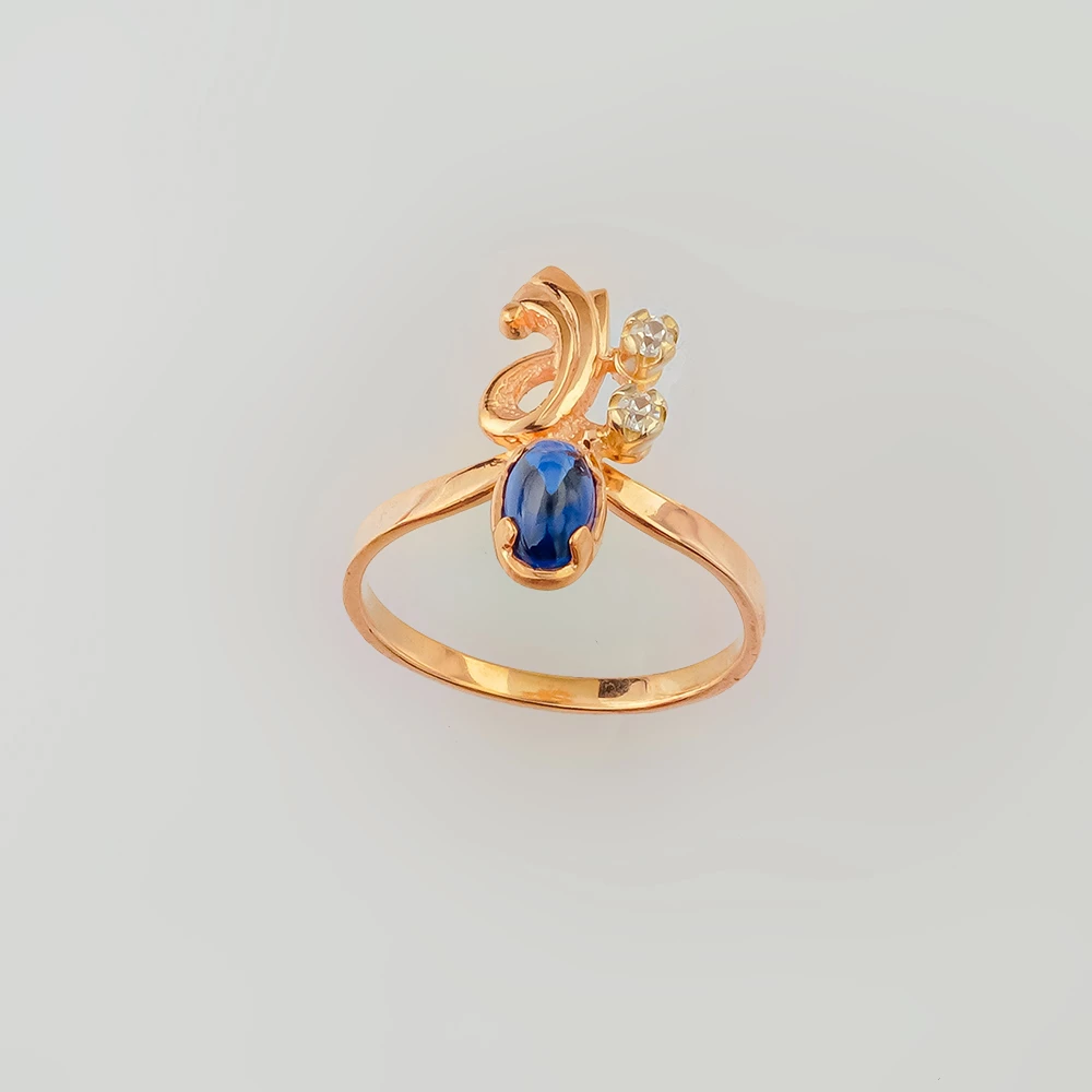 Кольцо с фианитом из красного золота 585 пробы