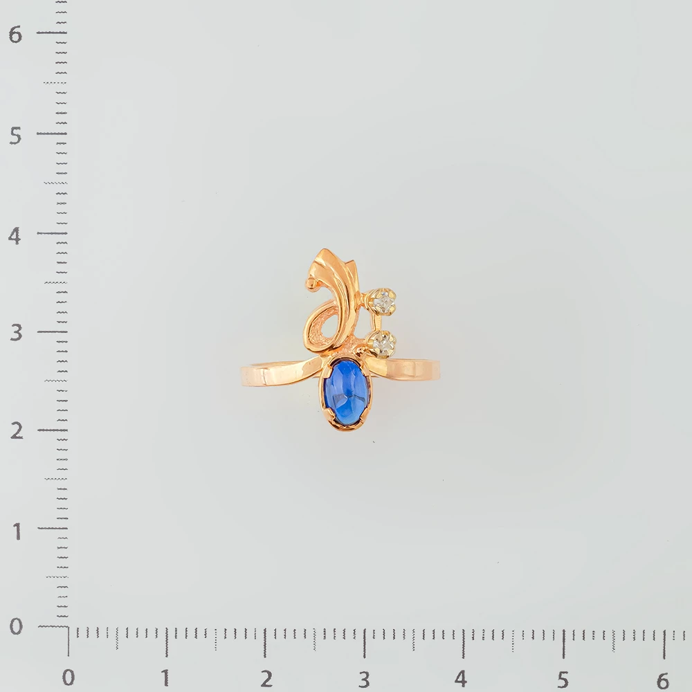 Кольцо с фианитом из красного золота 585 пробы