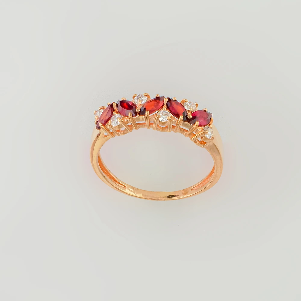 Кольцо с гранатом из красного золота 585 пробы