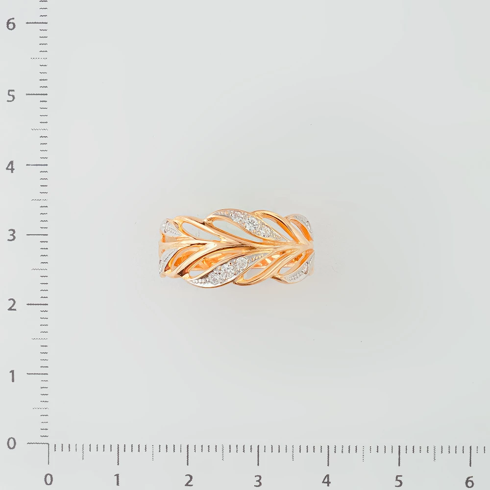 Кольцо с фианитом из красного золота 585 пробы