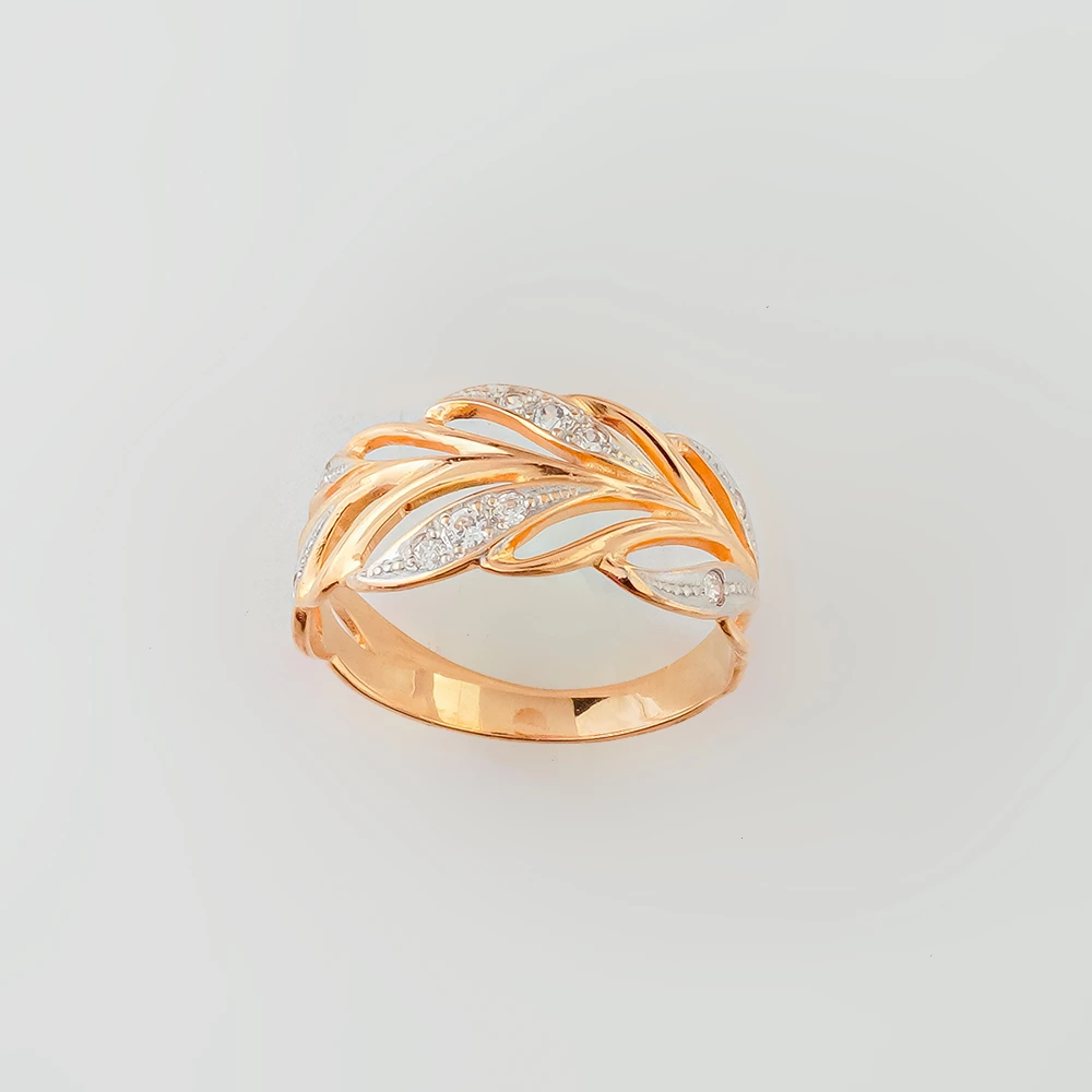 Кольцо с фианитом из красного золота 585 пробы