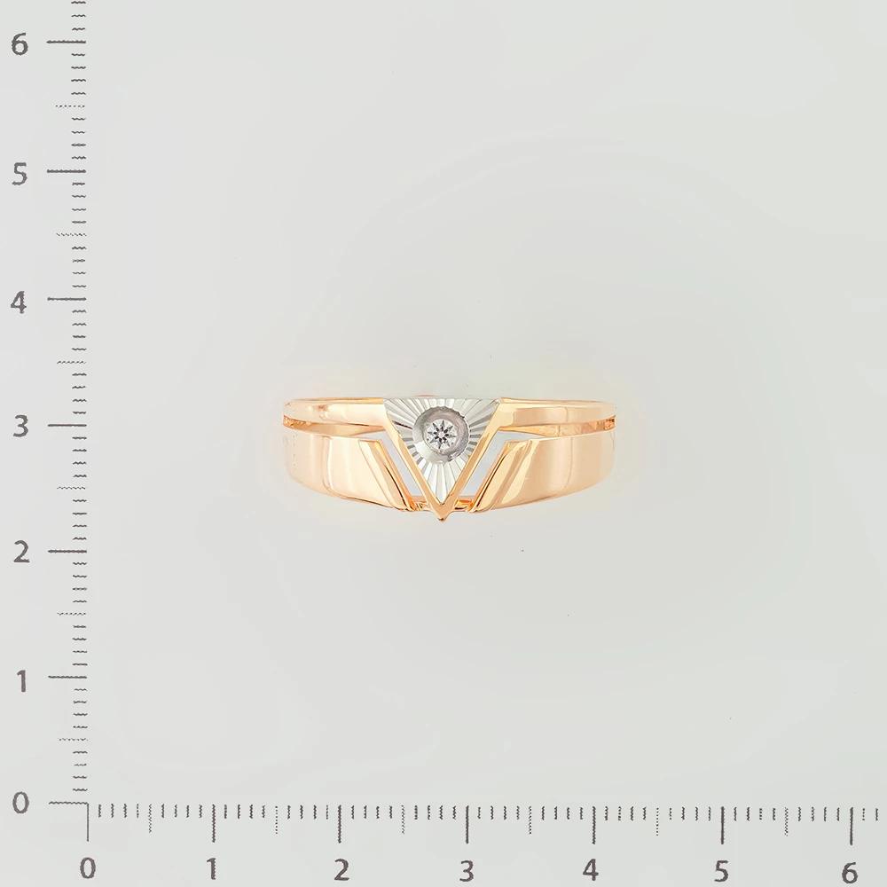 Кольцо с фианитом из красного золота 585 пробы