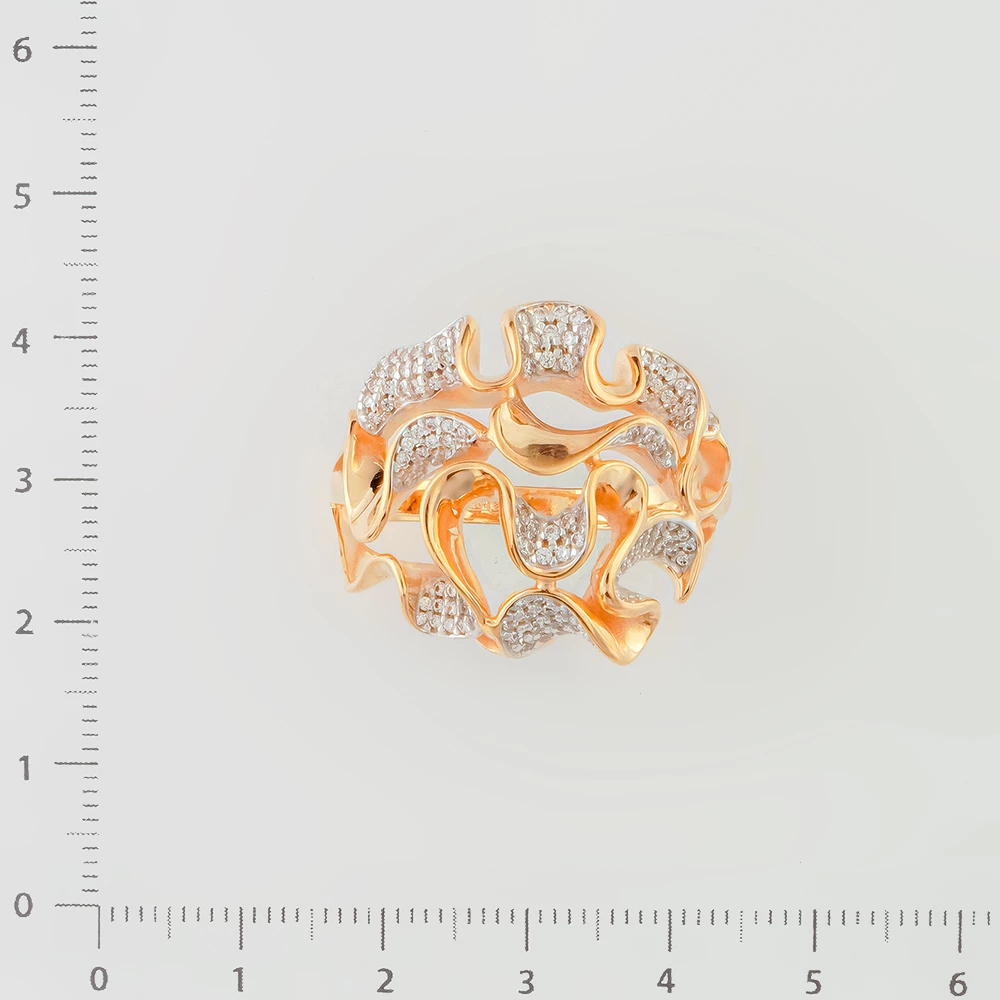 Кольцо с фианитом из красного золота 585 пробы