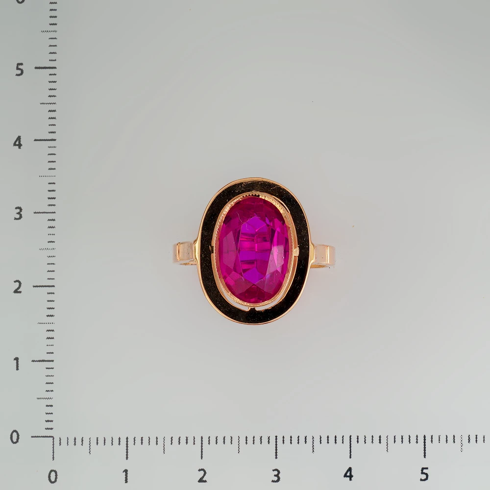 Кольцо с фианитом из красного золота 583 пробы