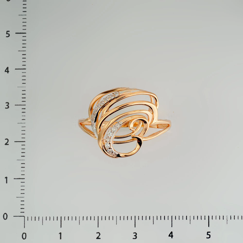 Кольцо с фианитом из красного золота 585 пробы