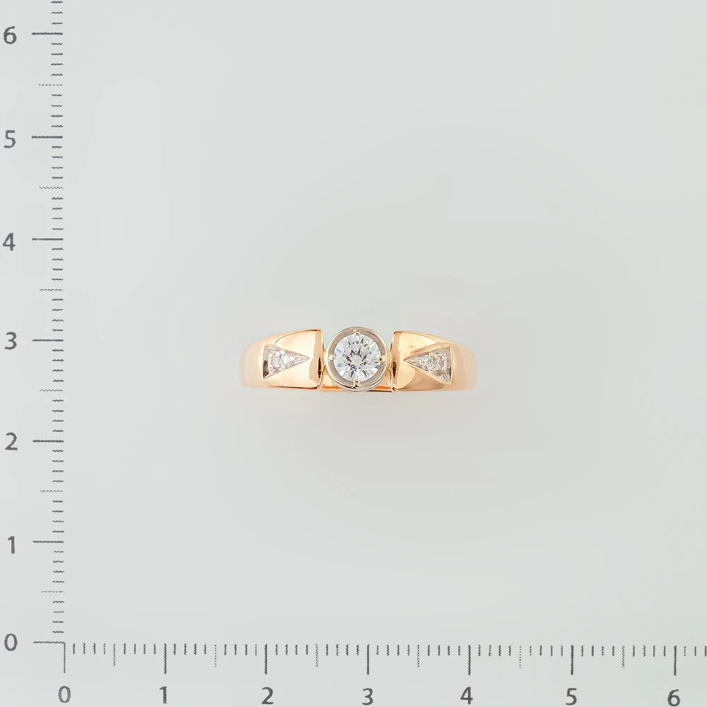 Кольцо с фианитом из красного золота 585 пробы