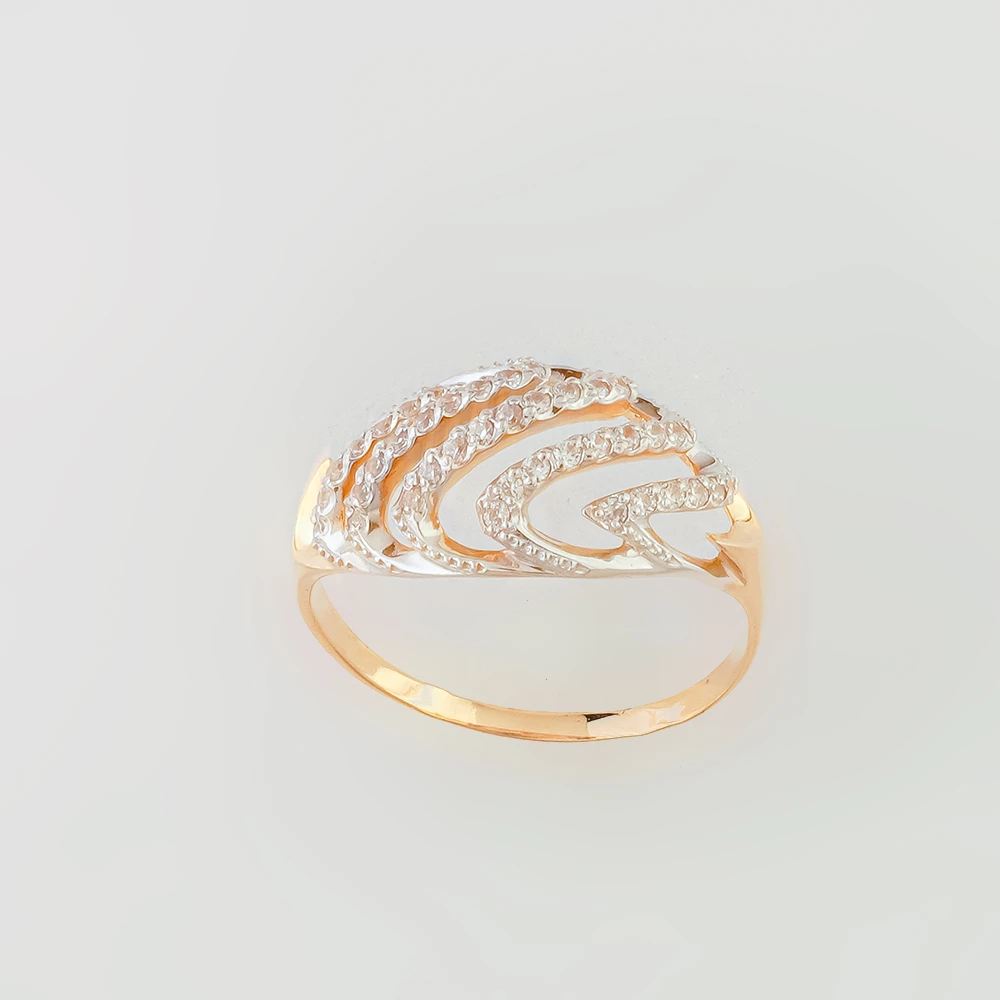 Кольцо с фианитом из красного золота 585 пробы