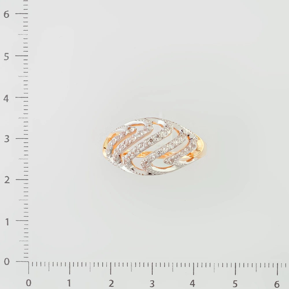 Кольцо с фианитом из красного золота 585 пробы